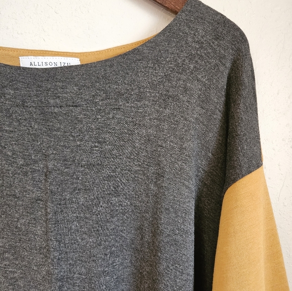 Allison Izu Mustard Yellow Gray Fall Autumn Plus Size Top Sz 3x - Picture 2 of 4